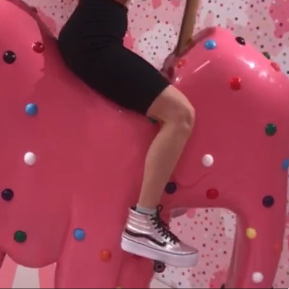 Vans Pink and White Platform Shoes